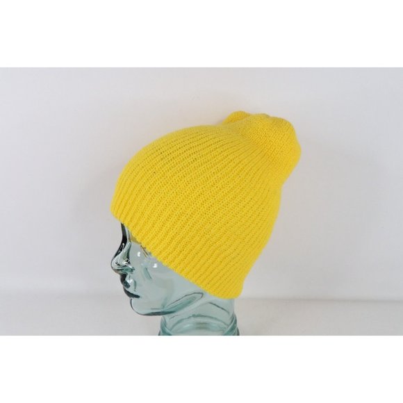 NOS Vintage 90s Streetwear Womens Blank Ribbed Knit Winter Beanie Hat Cap Yellow main image 5